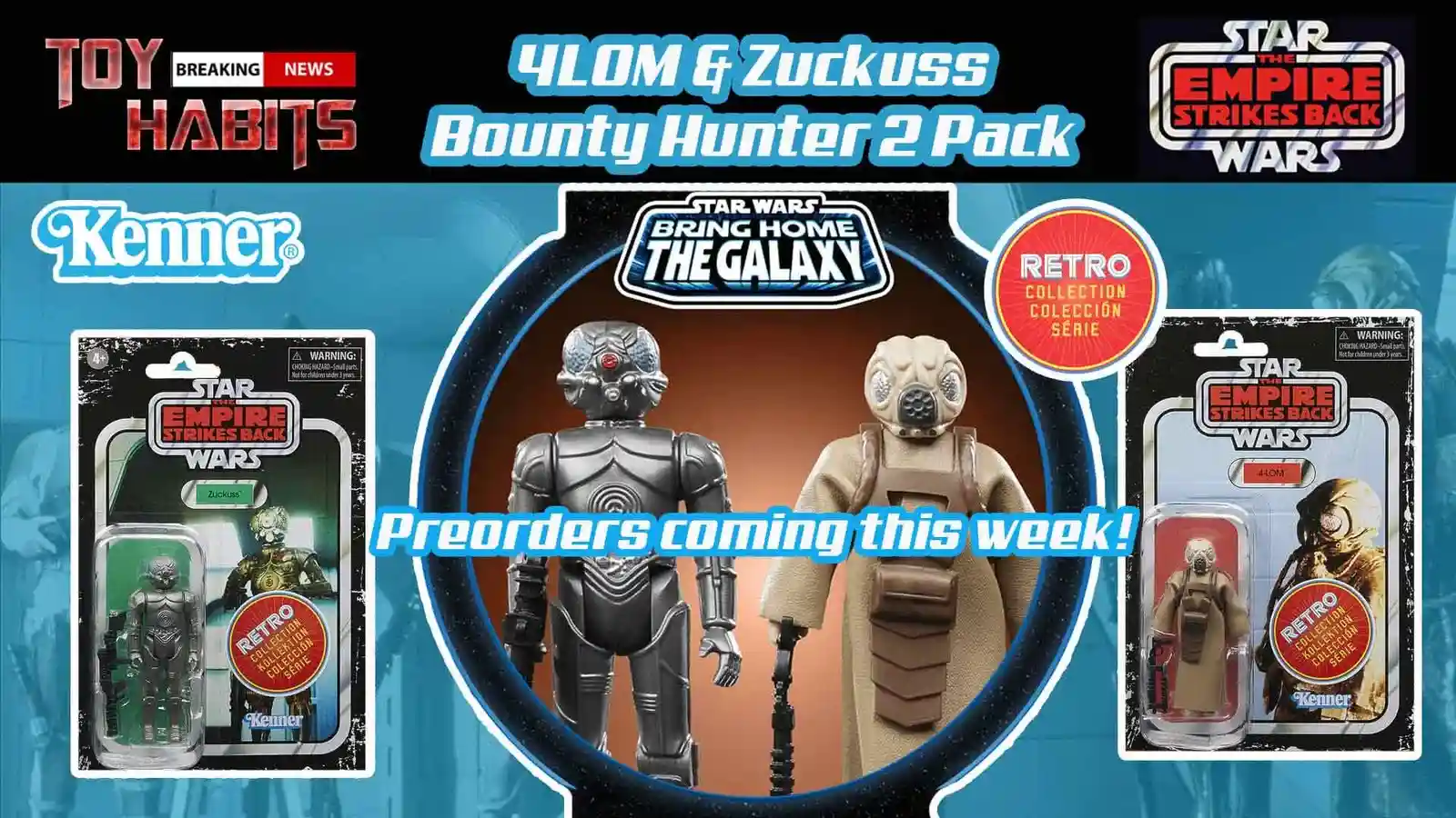 Star Wars Retro Collection Zuckuss & 4-LOM 3.75" Action Figures 2-Pack – Sealed New