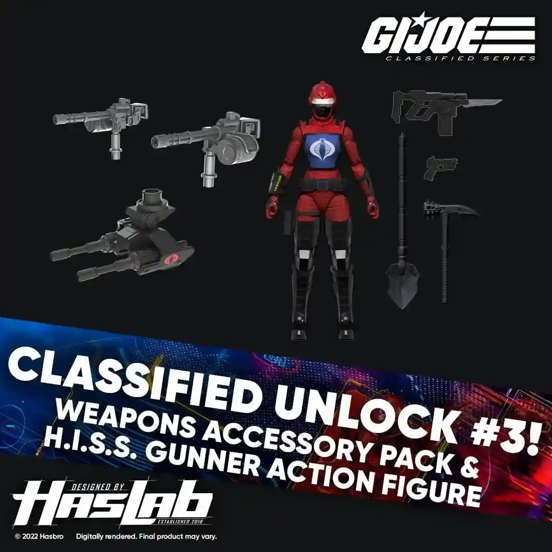 Cobra HISS Tank Haslab UNLOCK TIER #3 Weapons Accessory Pack & HISS Gunner Action Figure