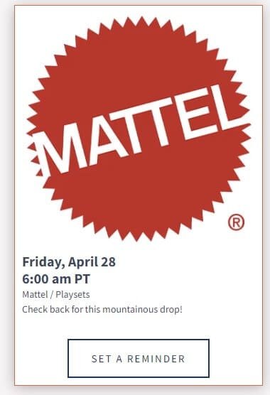 Mattel APril 28th EE Drop Zone