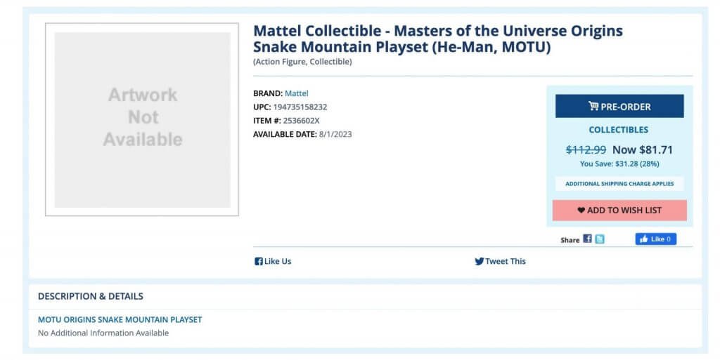 Snake Mountain MOTU Origins Deep Discount Product Page