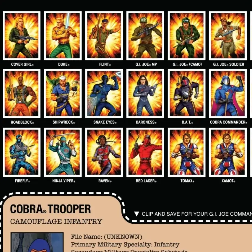 G.I. Joe Blue Camo Cobra Trooper Card back