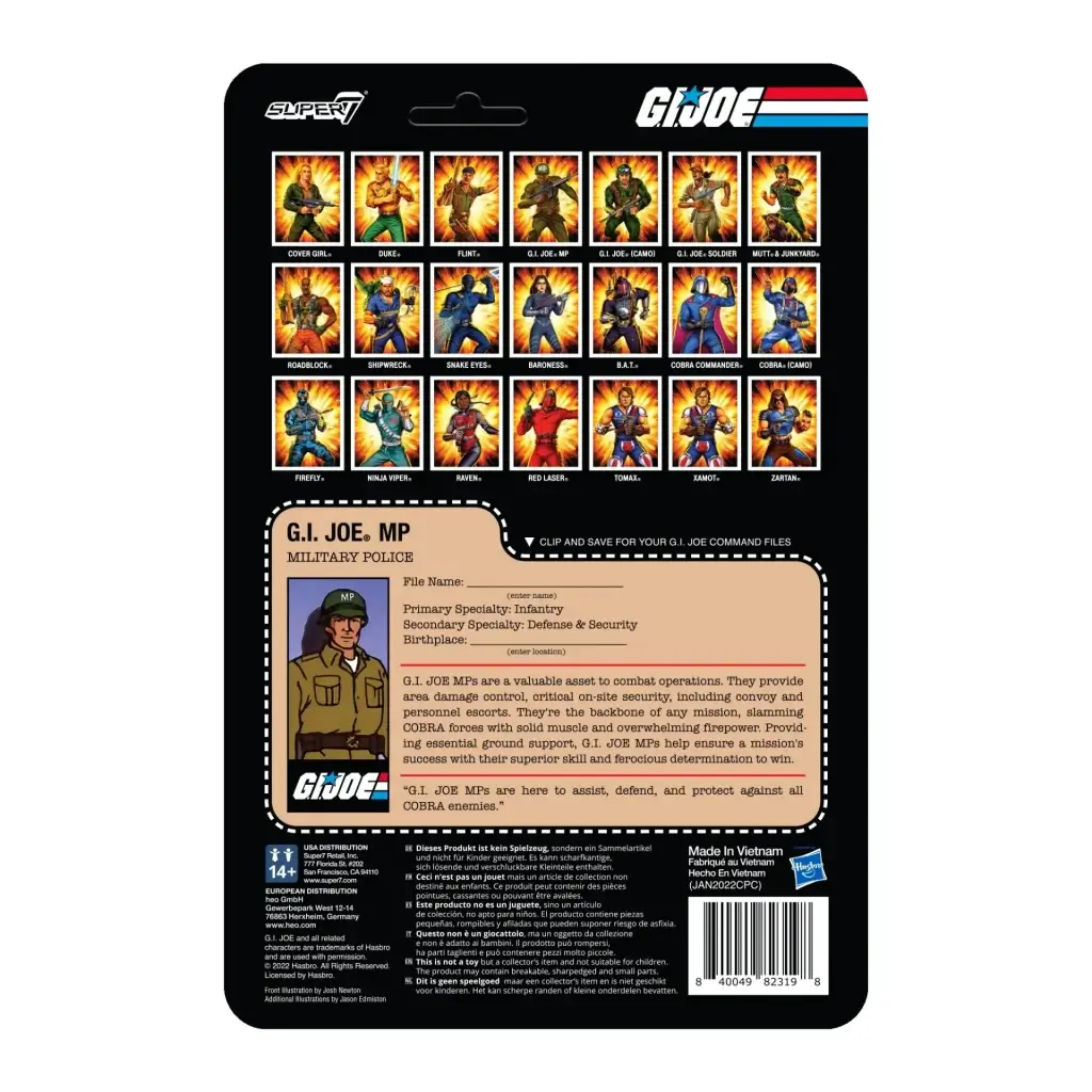 G.I. Joe MP Clean Shaven Card back