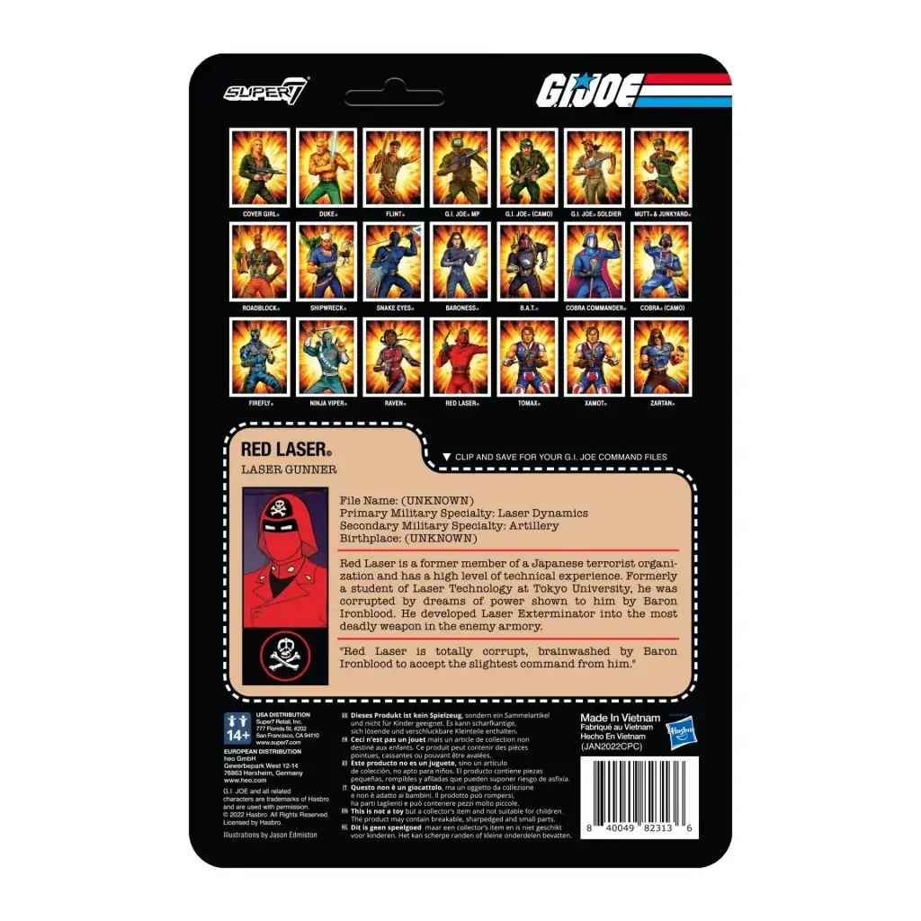 G.I. Joe Red Laser Card back