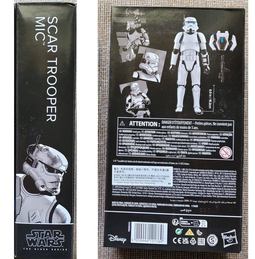 SCAR Trooper Mic Star Wars Black Series Box Back and Side