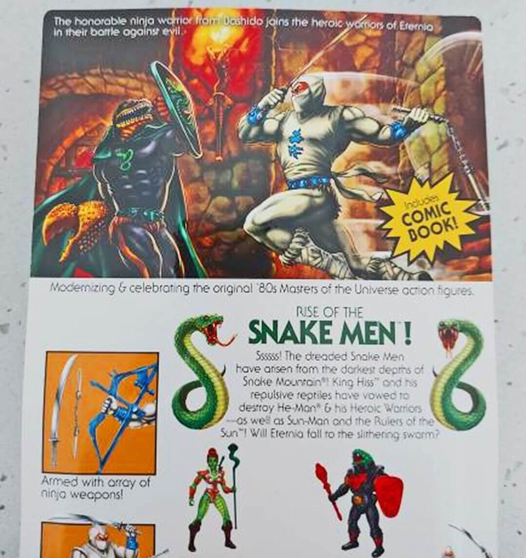 MOTU Origins Slamurai cardback rear Wave 13 in hand closeup