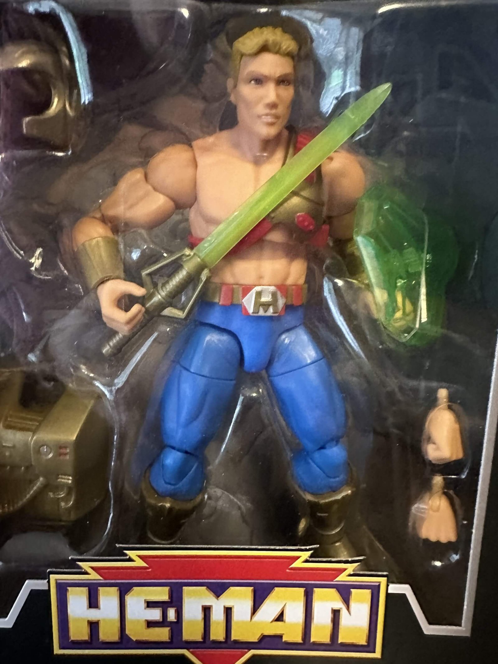 Masterverse Galactic Protector He-Man TS in hand front of package 2