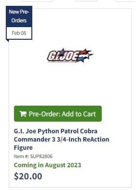 Python Patrol Cobra Commander EE Listing