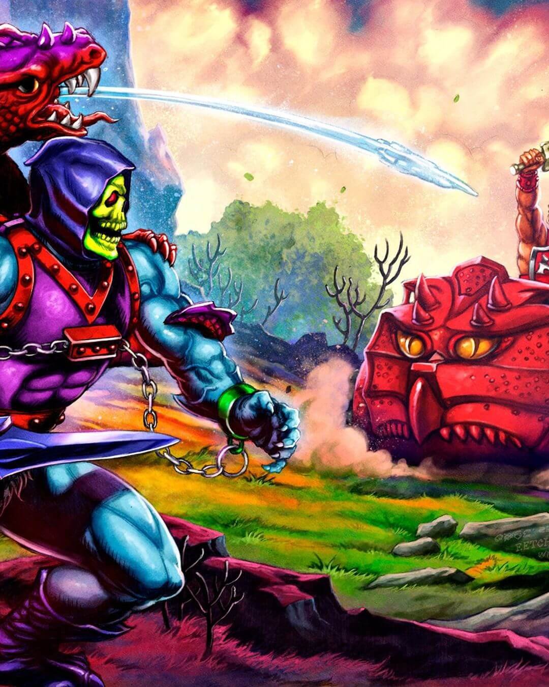 Masters of the Universe Dragon Blaster Skeletor MOTU Origins Deluxe art work 2