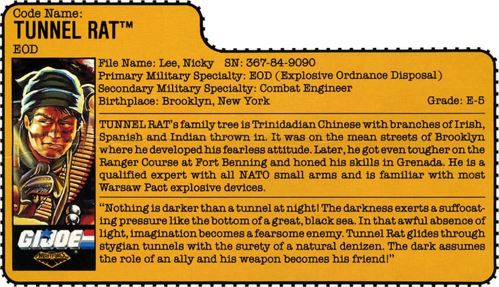 Night Force Tunnel Rat 1988 ARAH file card