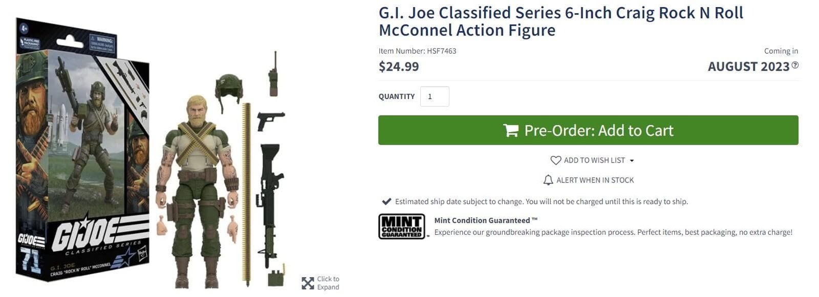 Rock N Roll GI Joe Classified Pre order EE