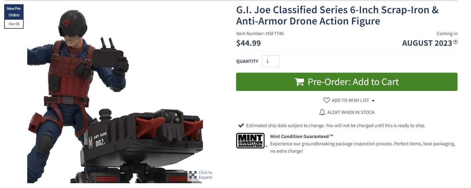 Scrap Iron GI Joe Classified Pre order EE