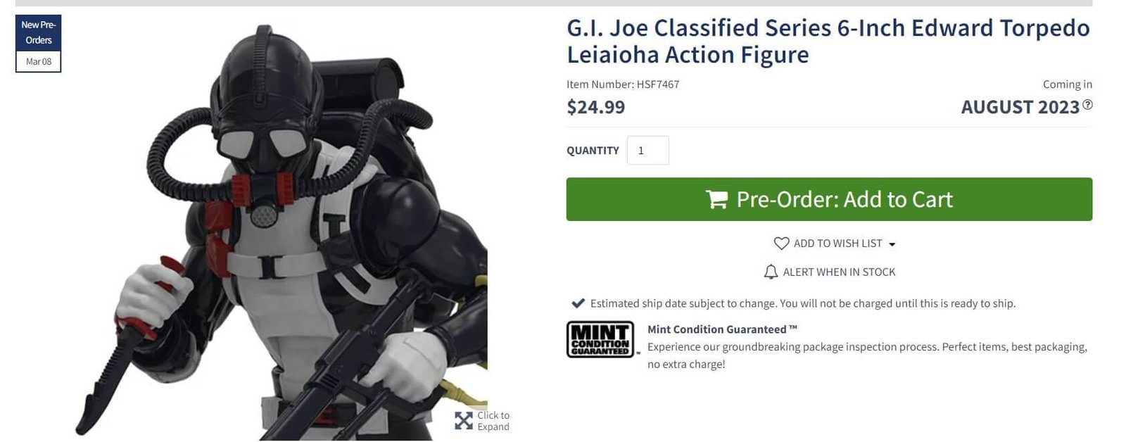 Torpedo GI Joe Classified Pre order EE