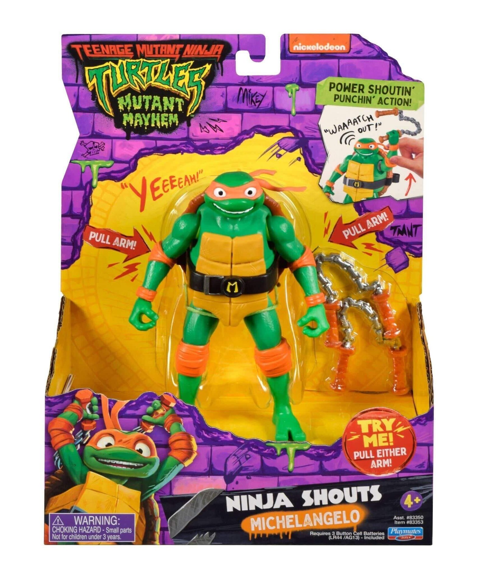 Teenage Mutant Ninja Turtle Turtle Meyhem Ninja Shouts MIchaealangelo package