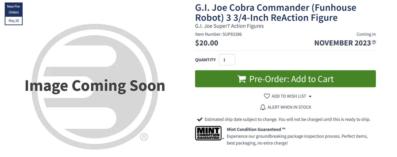 Super7 Gi Joe Reaction Cobra Commander Funhouse Robot EE Listing