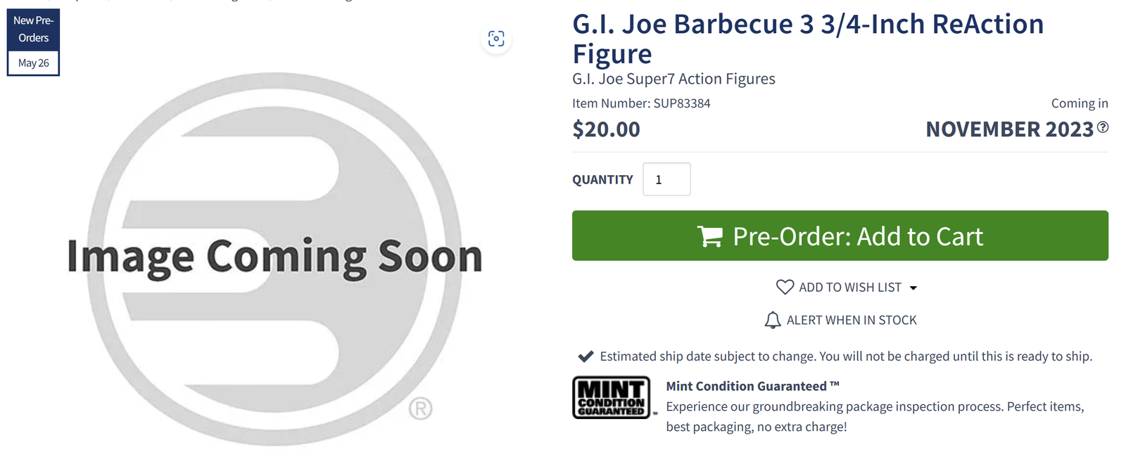 Super7 Gi Joe ReactionJoe Barbecue EE Listing