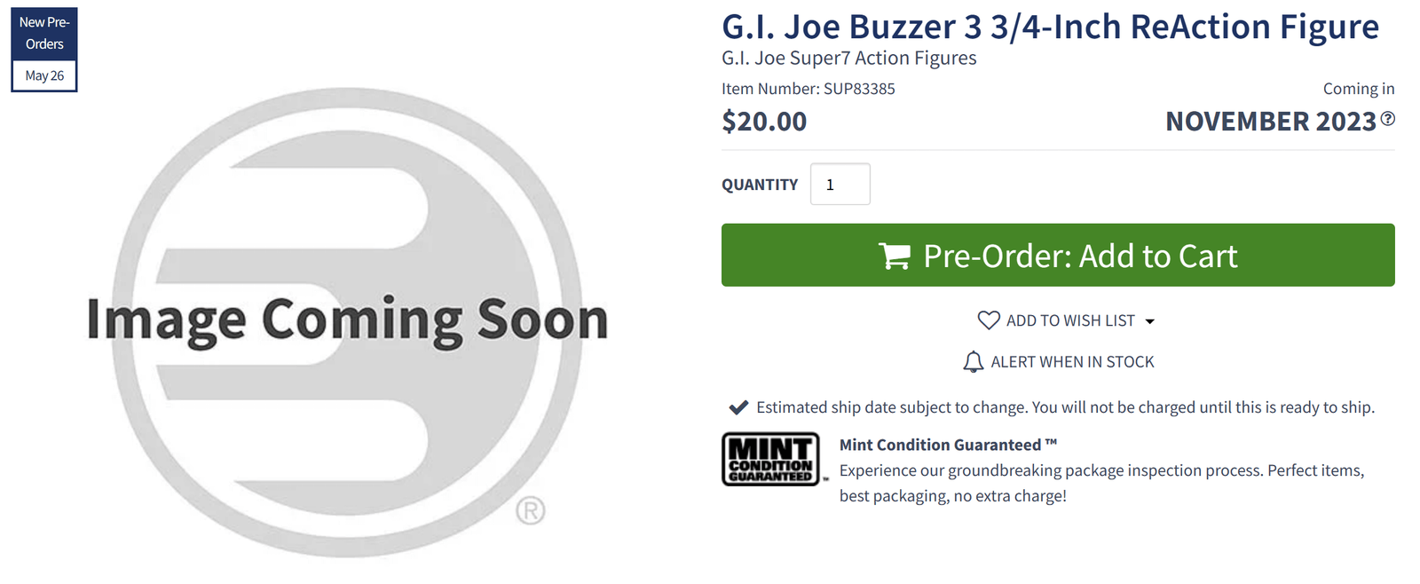 Super7 Gi Joe ReactionJoe Buzzer EE Listing