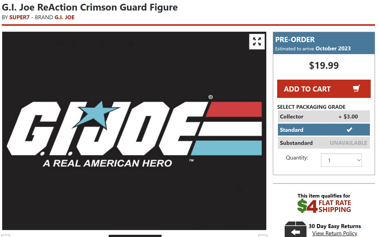 Super7 Gi Joe ReactionJoe Crimson Guard BBTS Listing