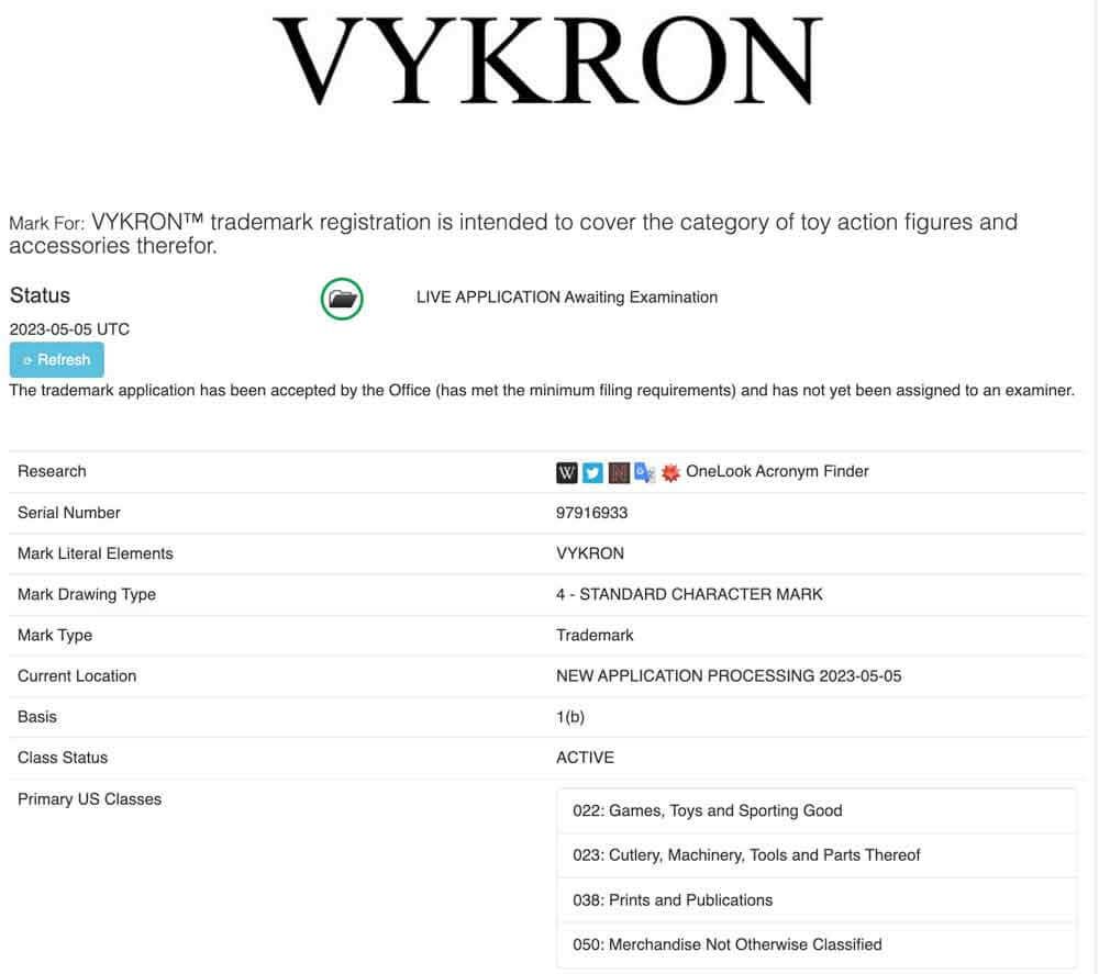 Vykron-Mattel-Trademark-Renewal