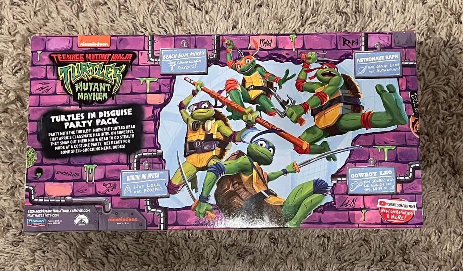 TMNT Mutant Mayhem Turtles in Disguise Party Pack in hand rear