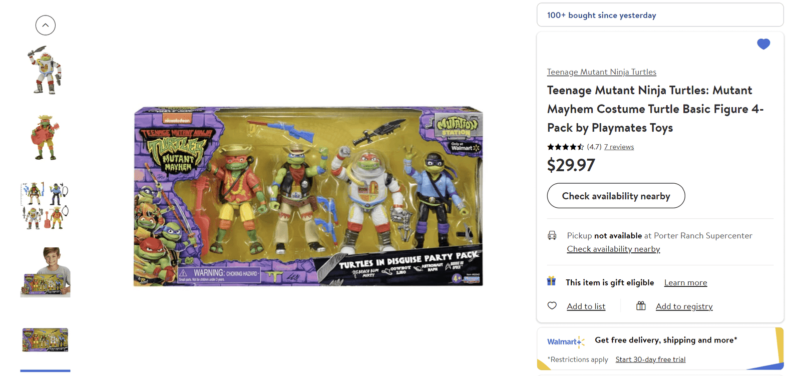 TMNT Mutant Mayhem Turtles in Disguise Walmart listing