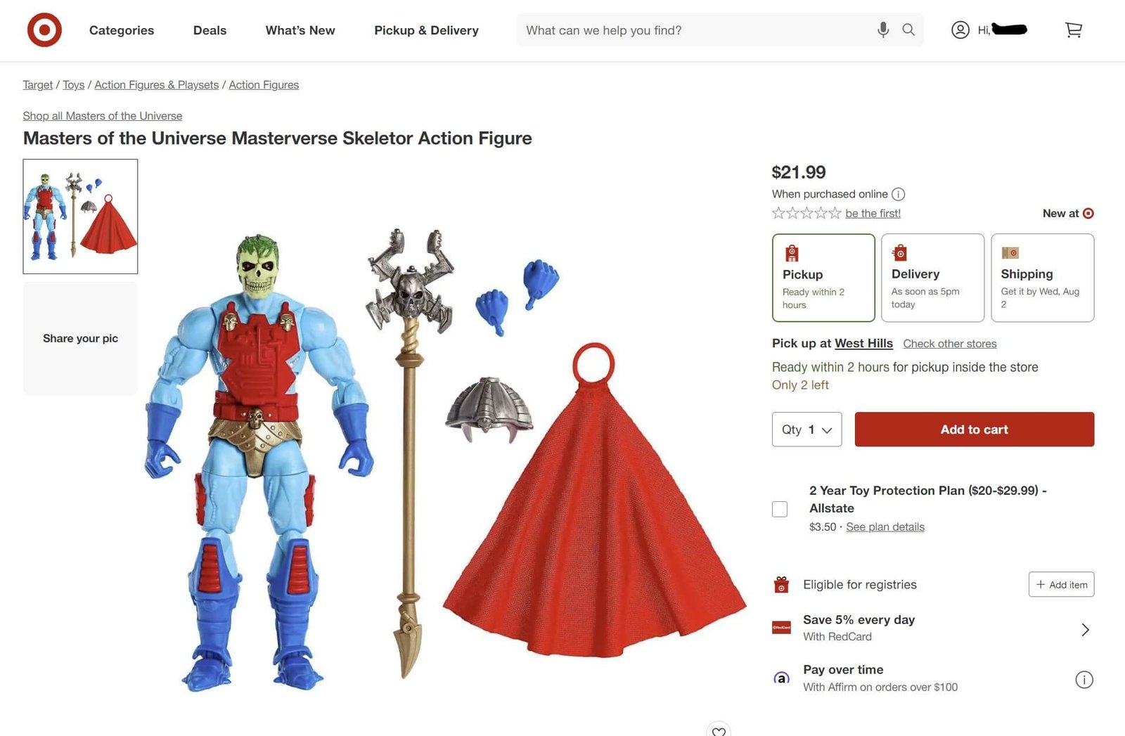 Masterverse New Adventures Skeletor Target listing