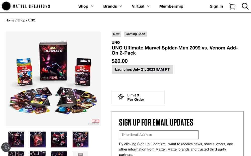 UNO-Ultimate-Marvel-Spider-Man-2099-vs.-Venom-Add-On-2-Pack-Preorder