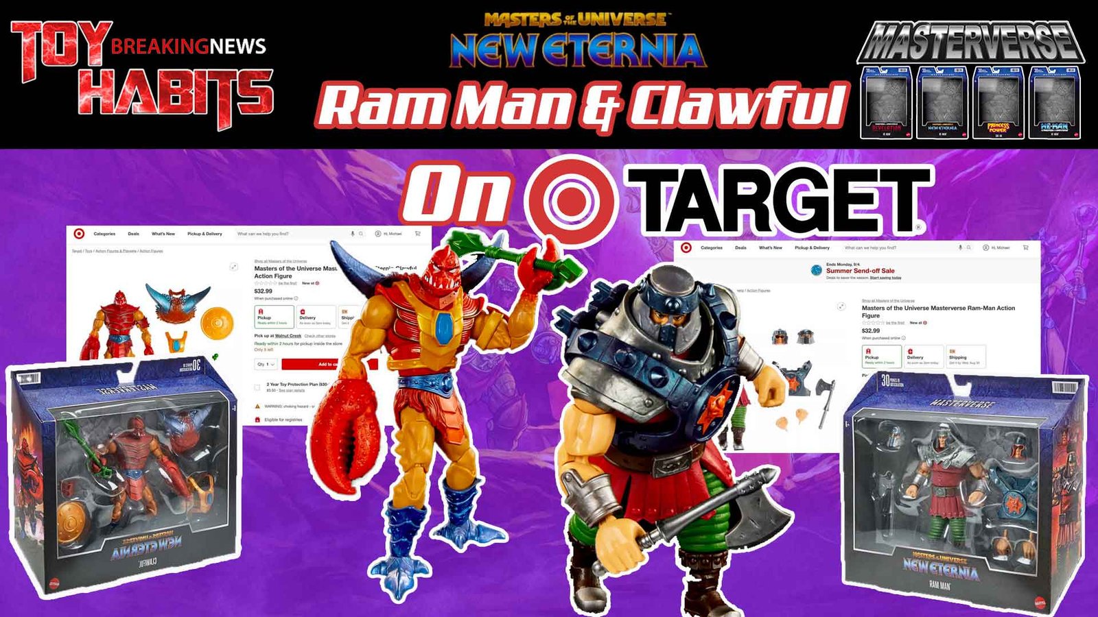 Masterverse New Eternia Clawful and Ram Man Back Up On Target