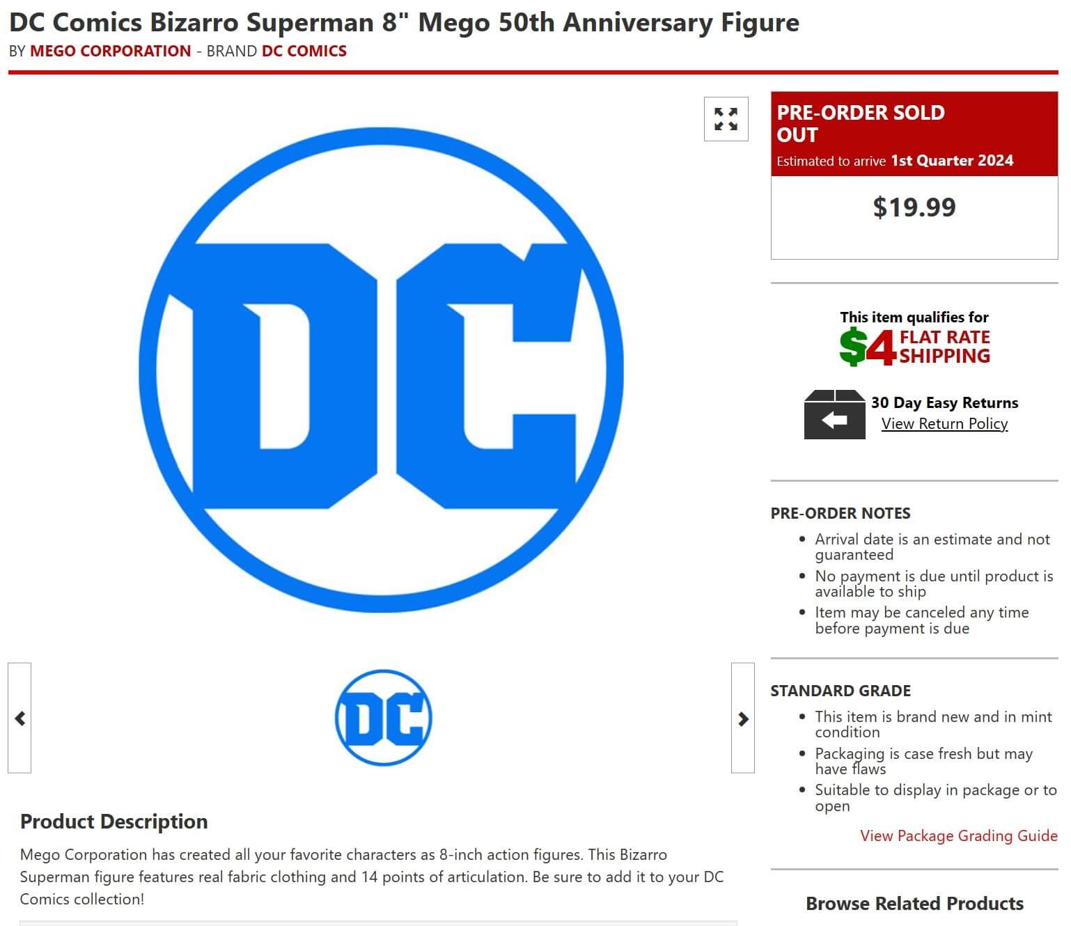 Mego 50th Anniversary Bizzaro BBTS LIsting