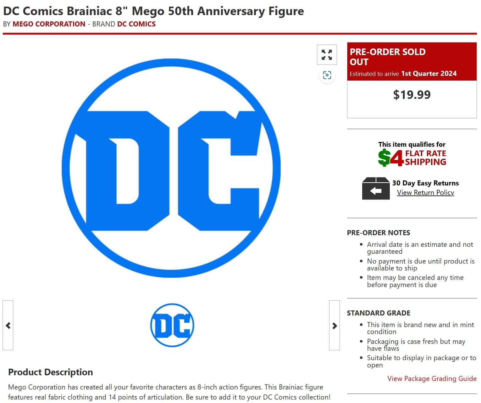 Mego 50th Anniversary Brainiac BBTS