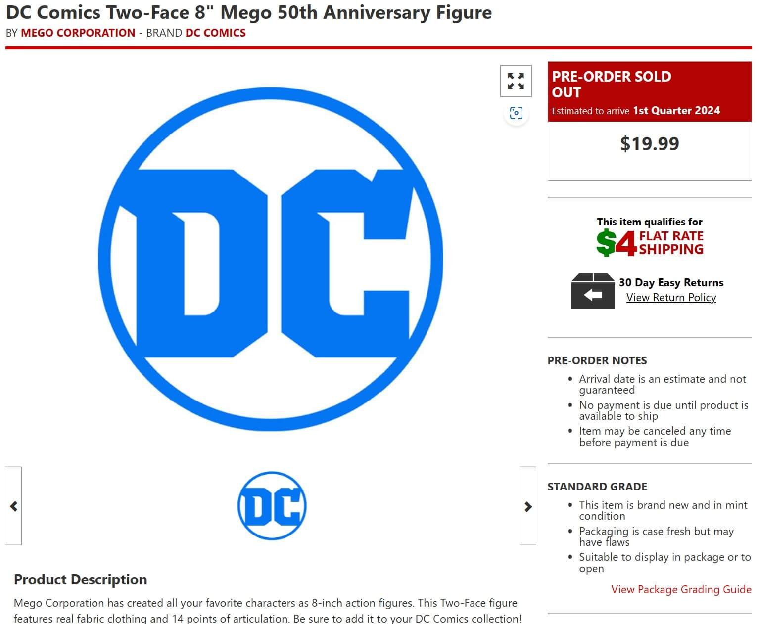 Mego 50th Anniversary Two Face BBTS