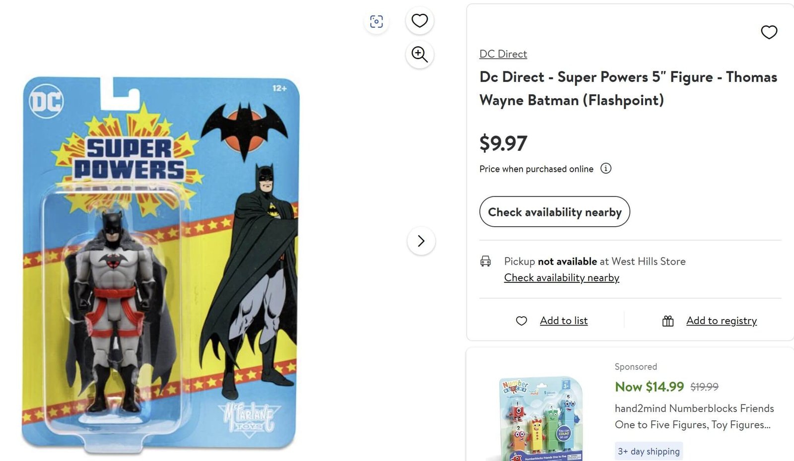 Super Powers Wave 5 BatmanThomas Wayne Variant walmart listing