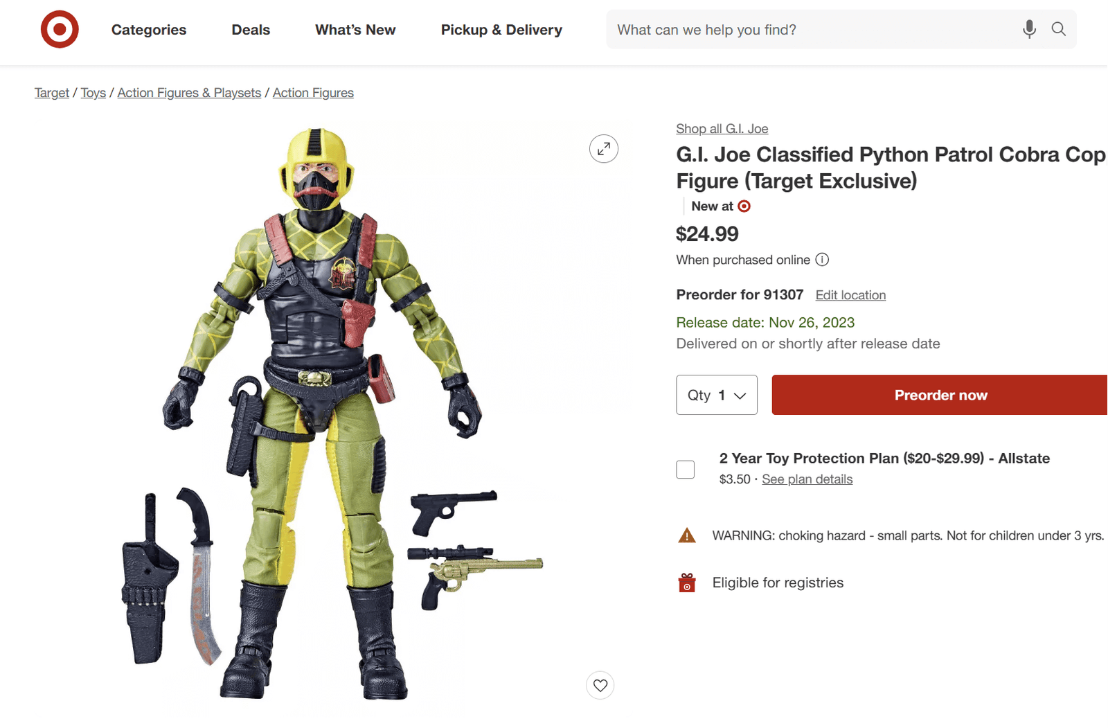 G.I. Joe Classified Python Patrol Cobra Copperhead target listing