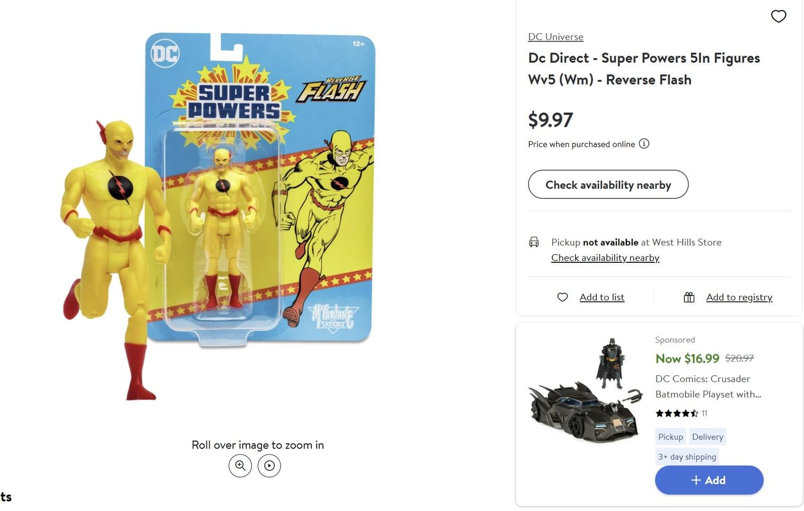 Reverse Flash Super Powers Walmart listing 1