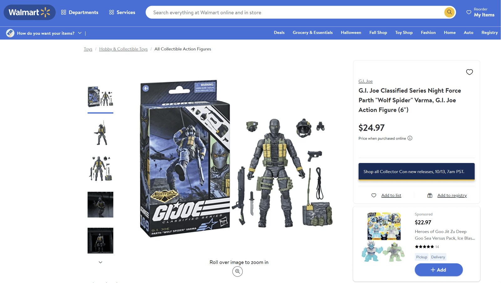 Walmart GI Joe Classified Night Force Varma Listing