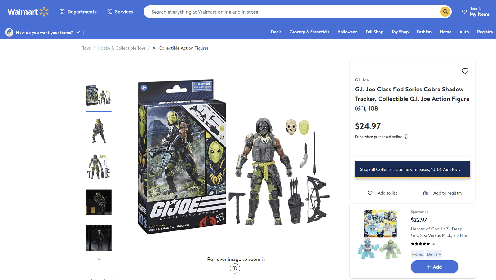 Walmart GI Joe Classified Shadow Tracker Listing