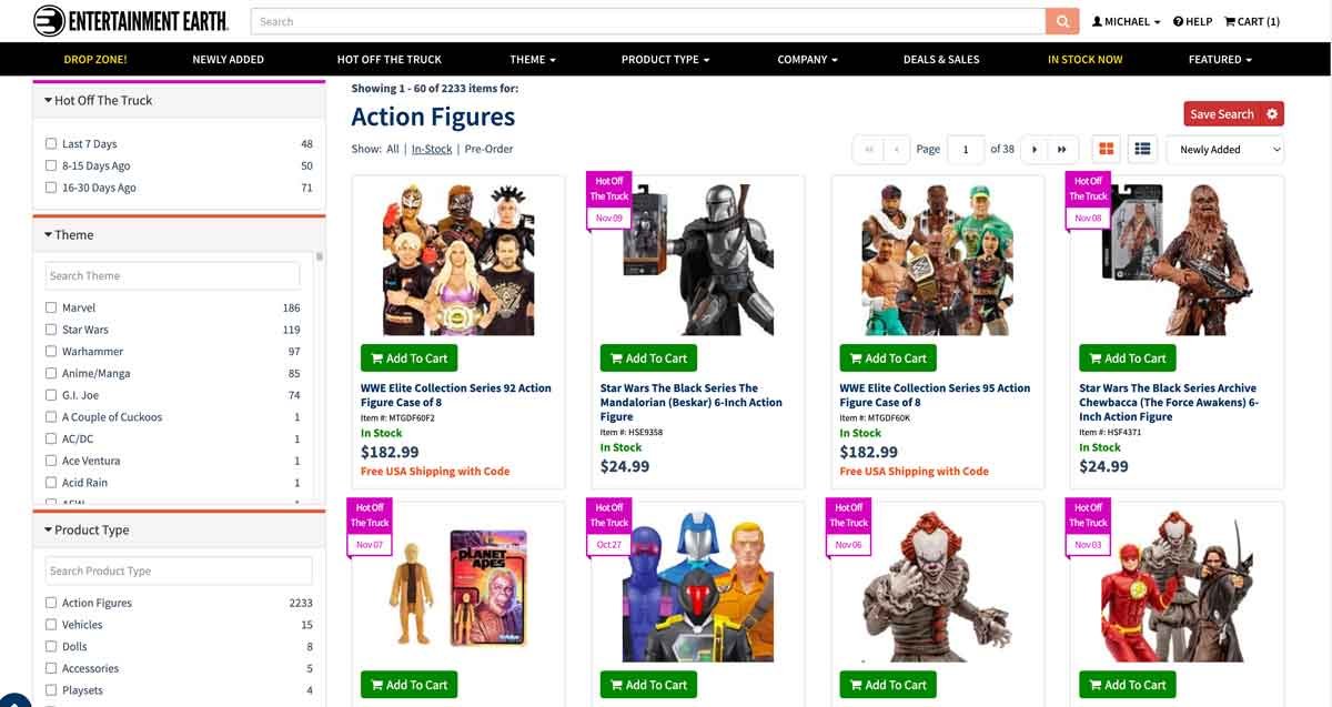 Action-Figures-Entertainment-Earth-Buy-One-Get-One-Half-Off-November-2023