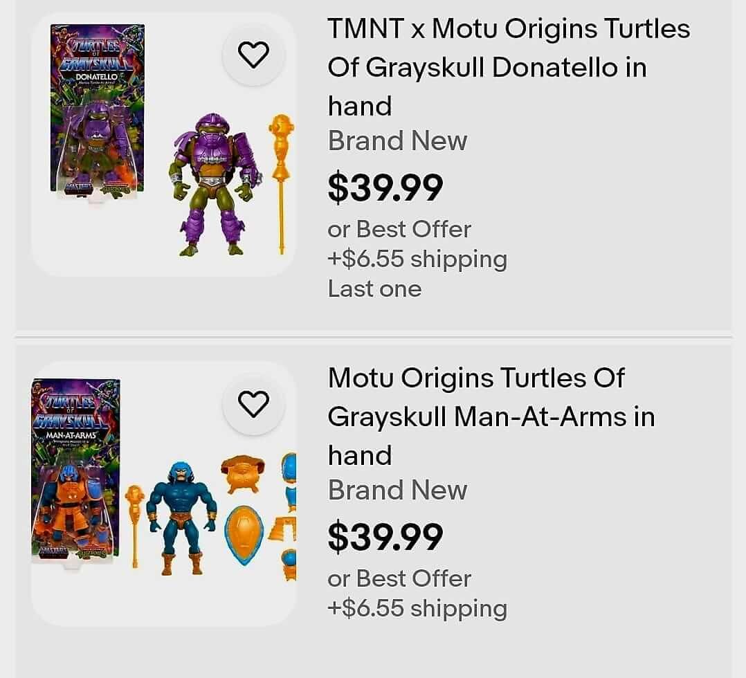Man At Arms & Donatello Turtles of Grayskull Cardback ebay listing