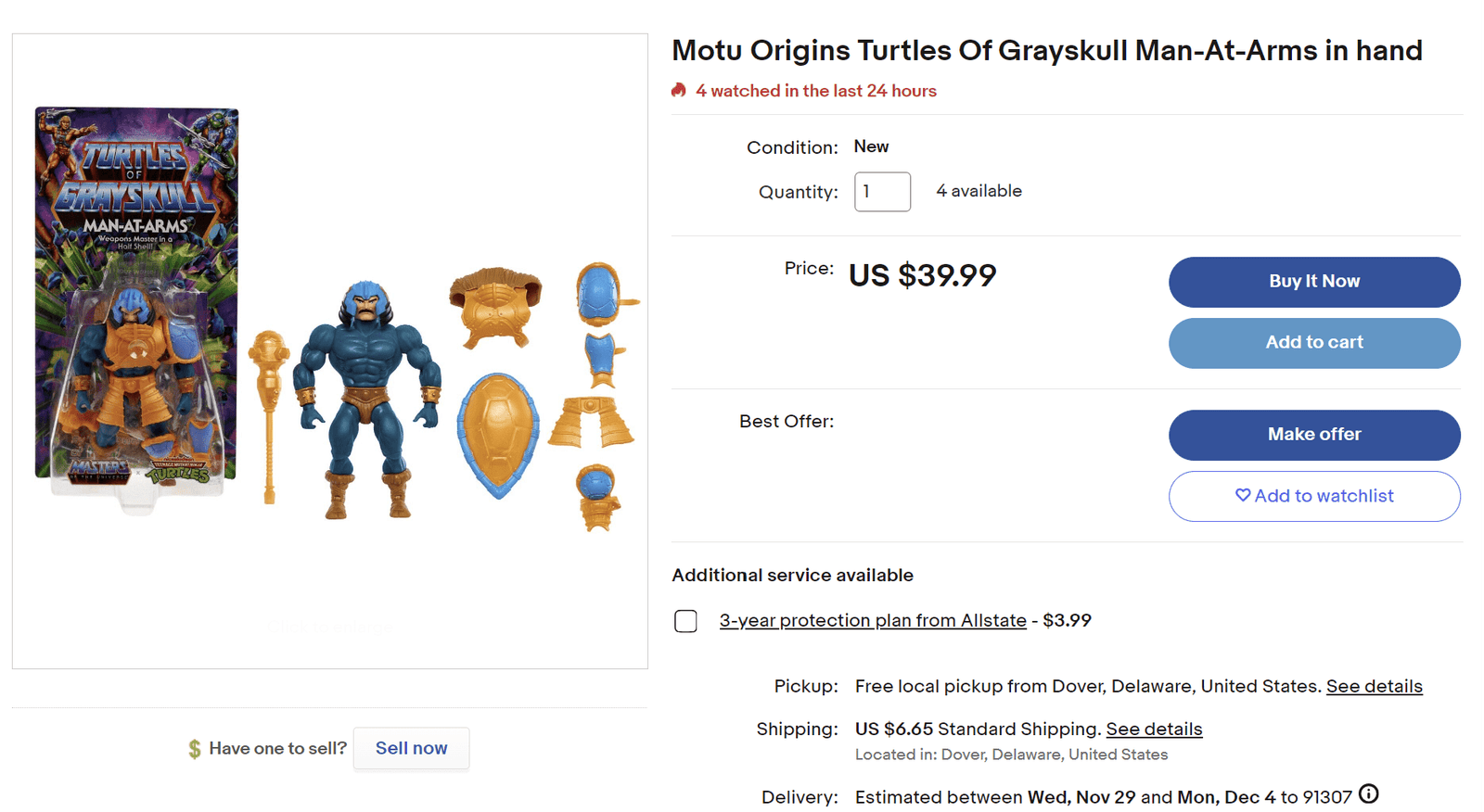 Man At Arms Turtles of Grayskull Cardback ebay listing