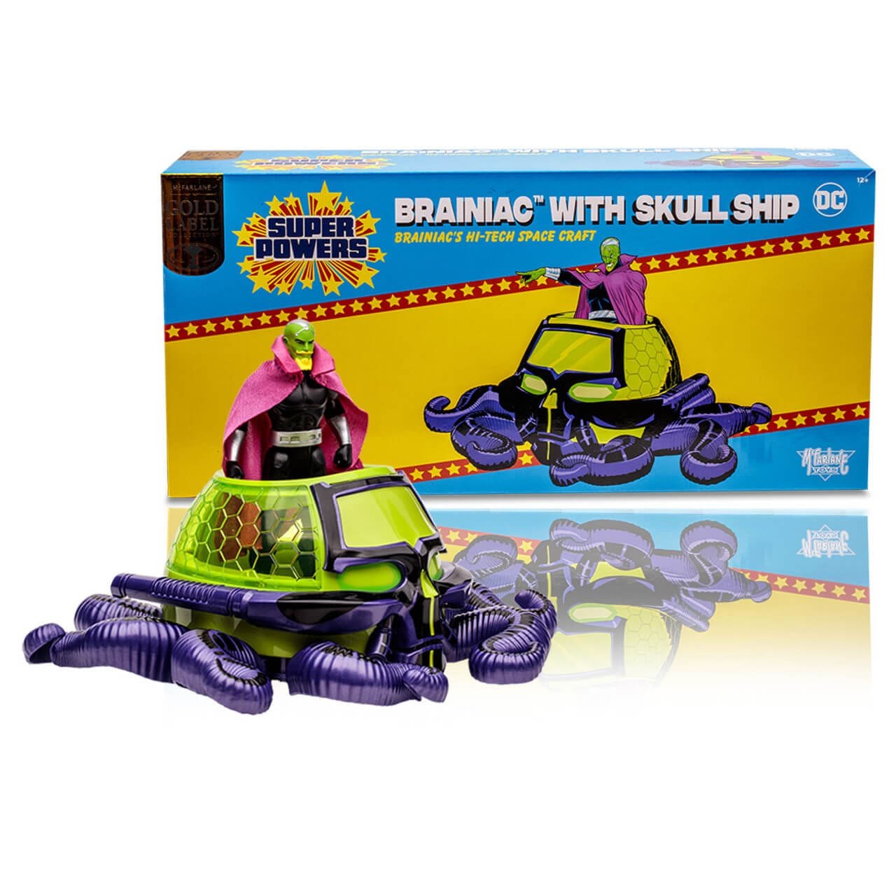 McFarlane DC Super Powers Wave 7 Brainiac with Skull Ship Panic in the Sky GOLD LABEL Figure with Vehicle 5