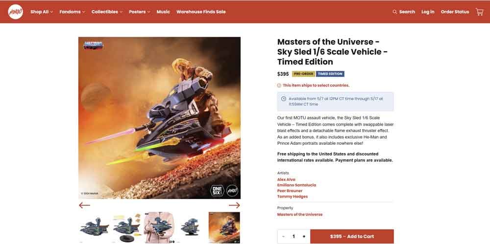 Sky-Sled-Mondo-Masters-of-the-Universe-Sixth-Scale-Mondo-listing