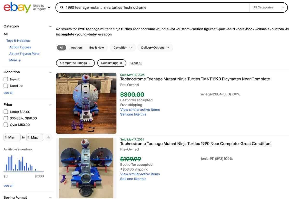 Vintage-Techno-Drome-TMNT-Playset-1990-eBay-Listings