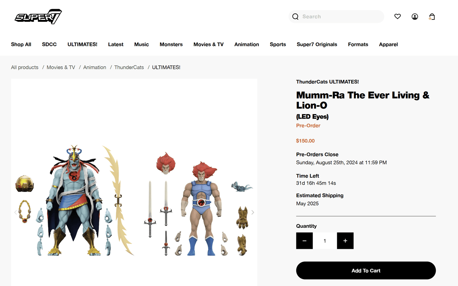 Lion-O & Mumm-Ra Thundercats Ultimates Super7 SDCC 2024 exclusive listing