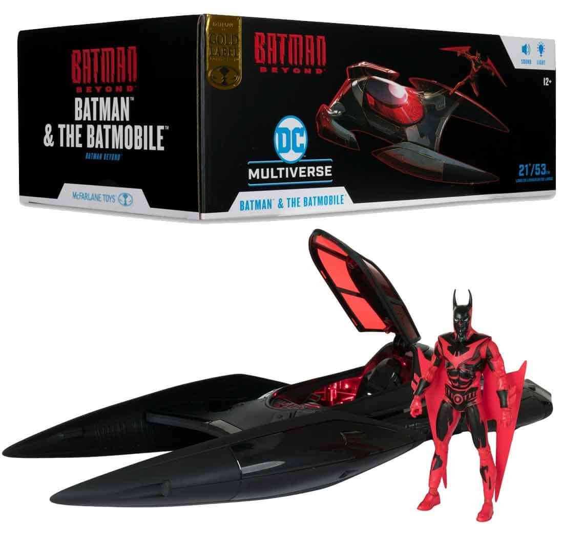 Dc-Multiverse-Vehicles-Batmobile-with-Batman-Beyond-7in-Figure-(Gold-Label)