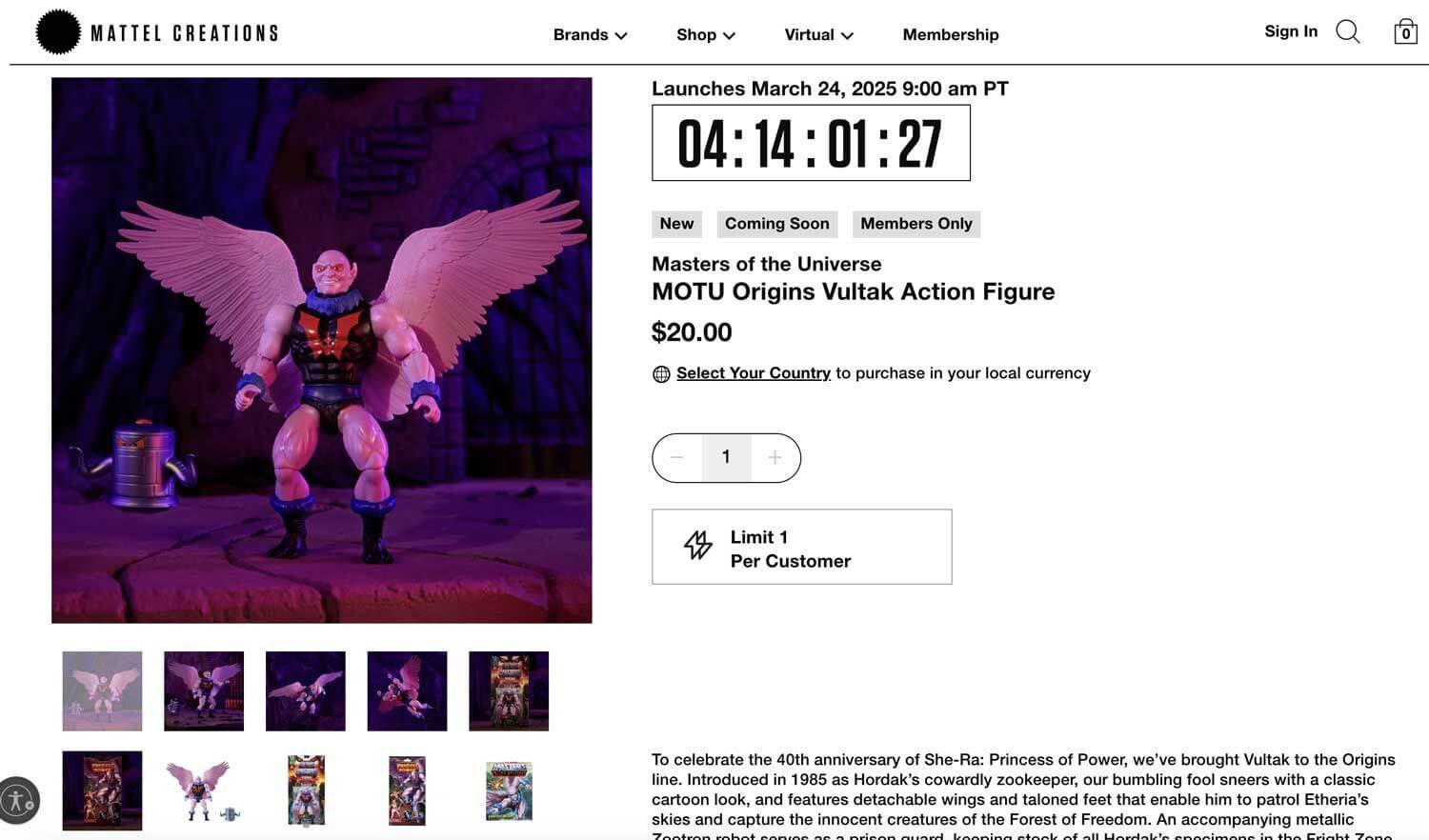 Vultak-MOTU-Orgins-Mattel-Crrations-Exclusive-Preorder