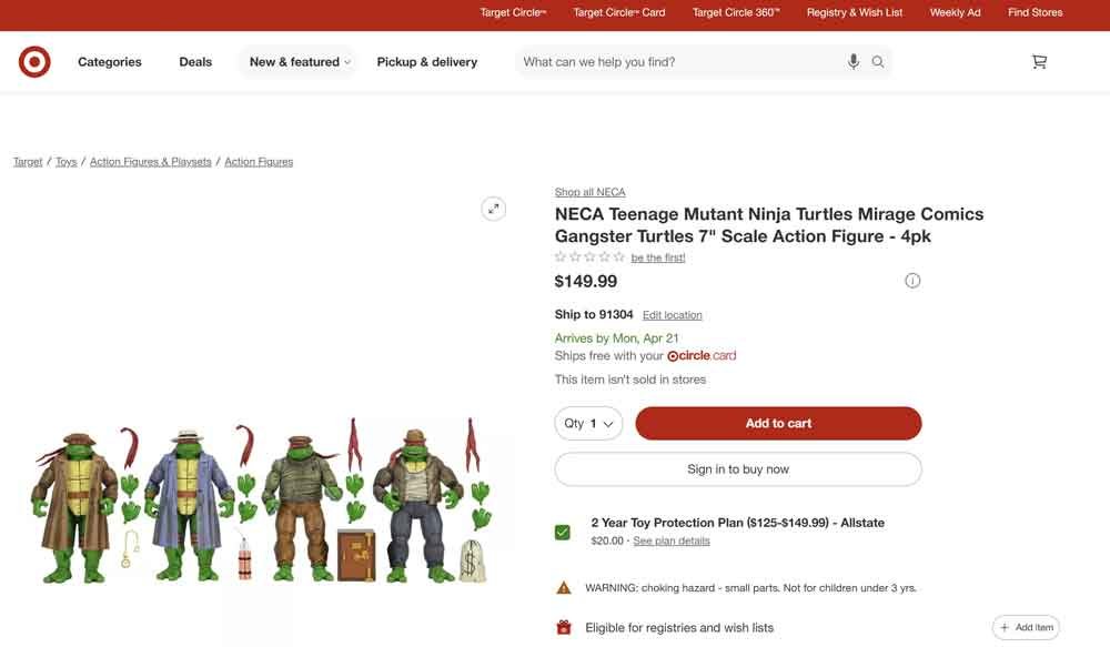 NECA-Teenage-Mutant-Ninja-Turtles-Mirage-Comics-Gangster-Turtles-4pk-Target-listing