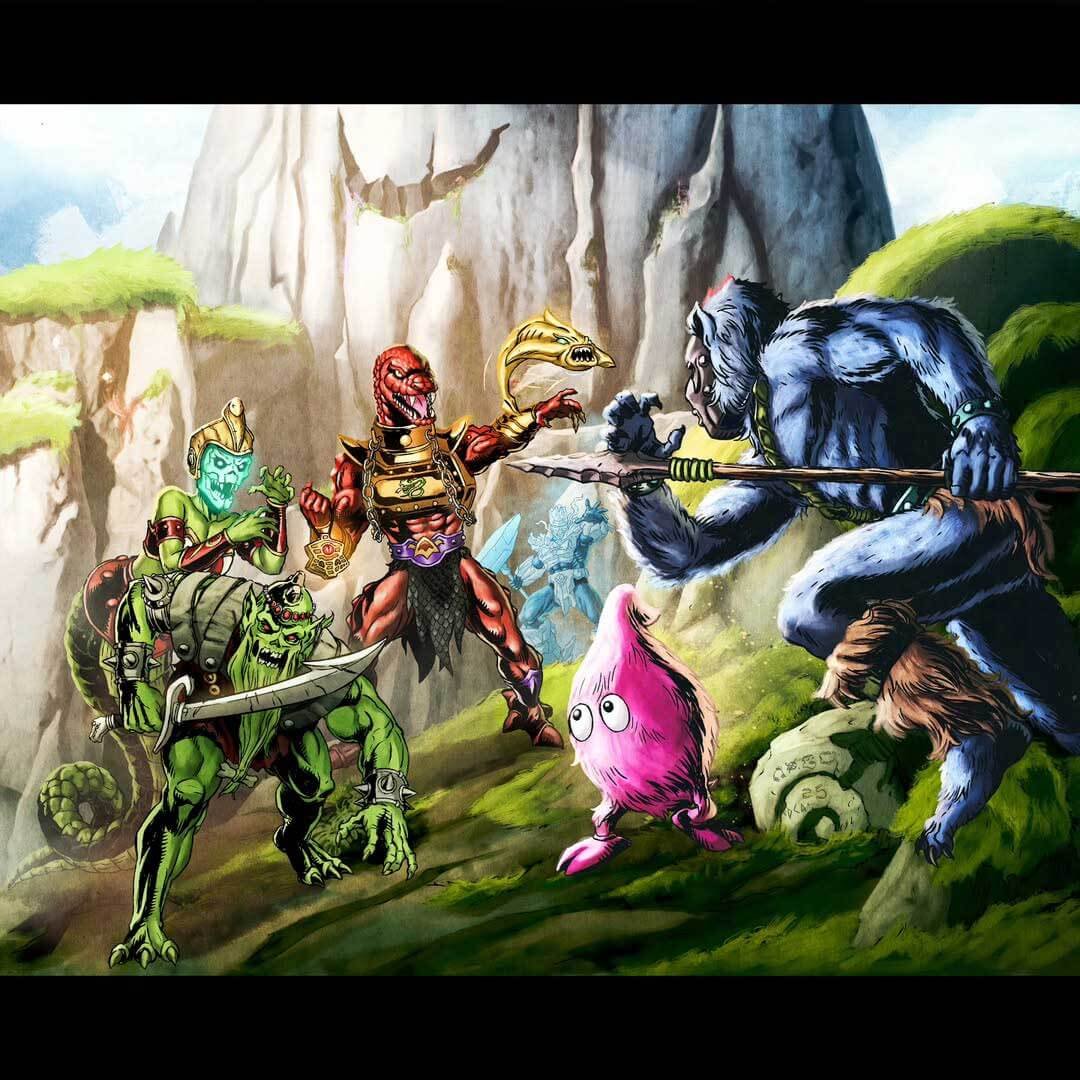 Preternia-Weapons-Pack-Acient-Creatures-and-Artificats-Los-Amigos-2025-MOTU-Convention-Exclusive-Box-Art