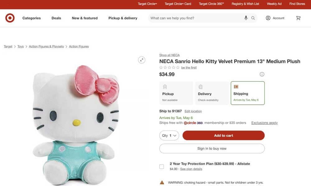 Sanrio-Hello-Kitty-Velvet-Premium-target-listing