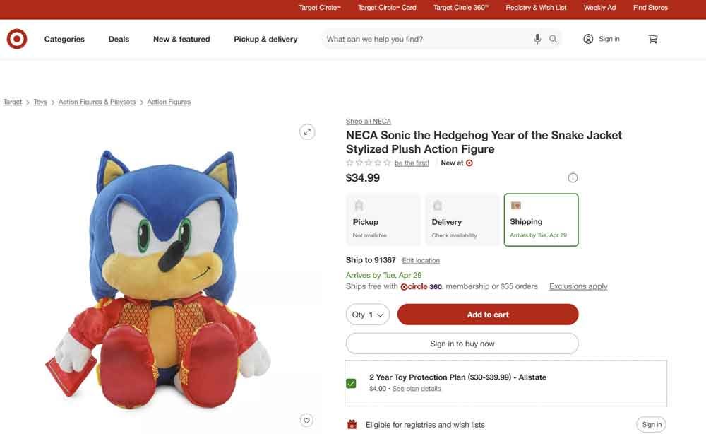 Sonic-the-Hedgehog-Year-of-the-Snake-Jacket-Stylized-Plush-target