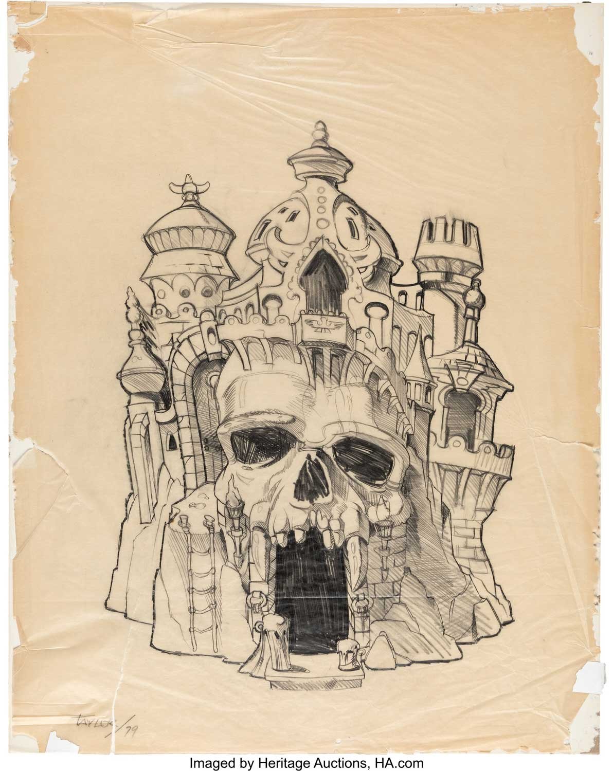 Masters-of-the-Universe-Castle-Grayskull-Original-Concept-Pencil-Sketch-by-Mark-Taylor-