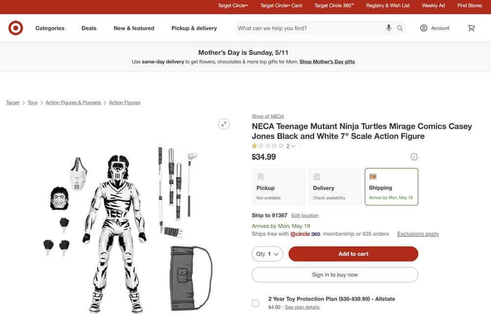 NECA-TMNT-Mirage-Comics-Casey-Jones-Black-&-White-target-listing